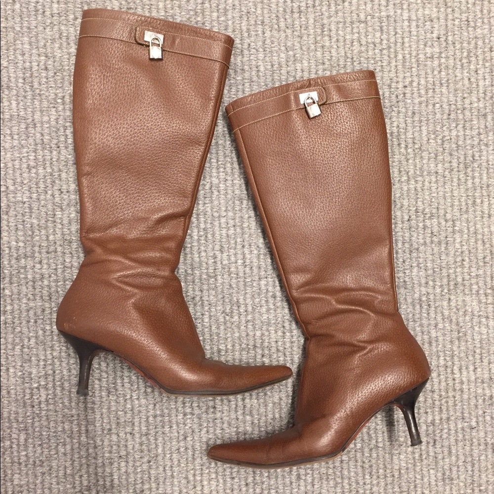 A. testoni tall leather boots 35 1/2